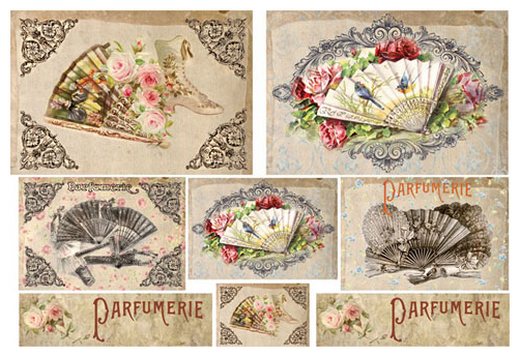 Бумага рисовая для декупажа Stamperia 48х33 см, 28 г/ кв.м, DFS198 Дамские веера