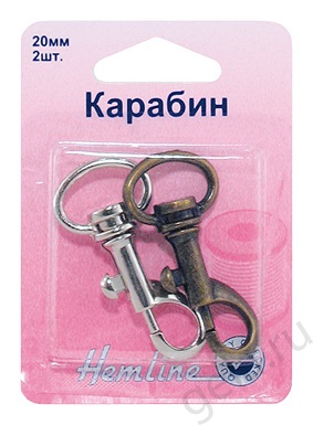 Карабин,2шт,никель+бронза,20мм