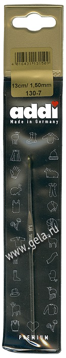Крючок вязальный экстратонкий сталь  ADDI 130-7, 13 см, №1.50
