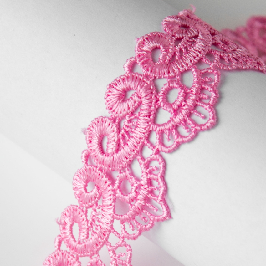 Кружево гипюр арт.TBY-KB-22  шир.30 мм  цв.3057 (розовый) , уп.13.71 м