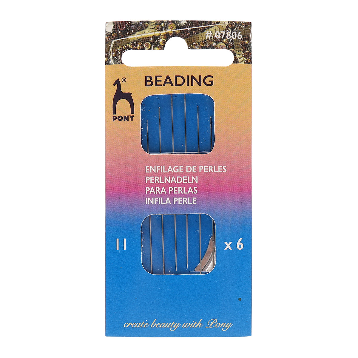 Иглы для бисера №11, 6 шт + вдеватель, PONY 07806