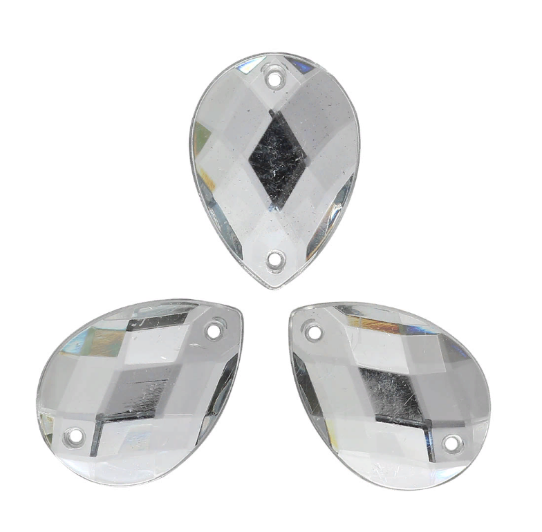 Стразы пришивные, акриловые,13 х 18 мм, 6 шт/упак (капля) Астра N38 прозрачный