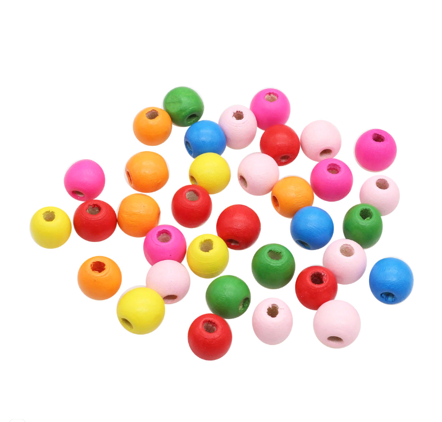 Бусины деревянные, цветной микс, 12мм, 18гр/упак, Астра  4AR399 яркий микс