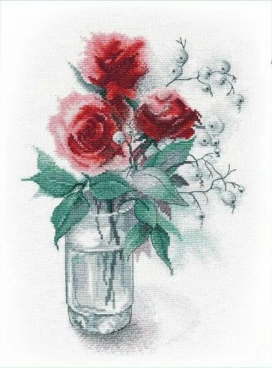 Набор для вышивания «Овен» 1353 " Розы и снежноягодник" 20*28 см.
