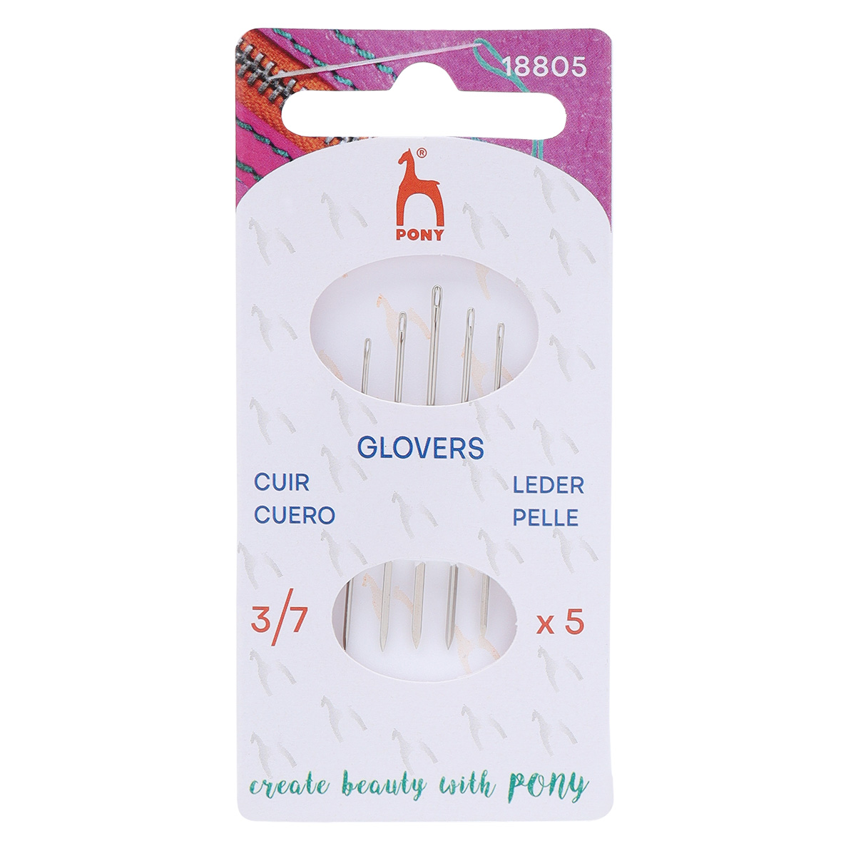 Иглы ручные для кожи Leather № 3-7, 5шт, PONY 18305 (18805) 