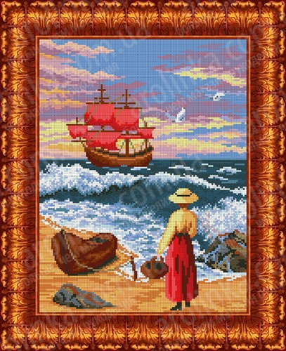 Рисунок-схема на ткани «Каролинка» КБП 3013 Алые паруса