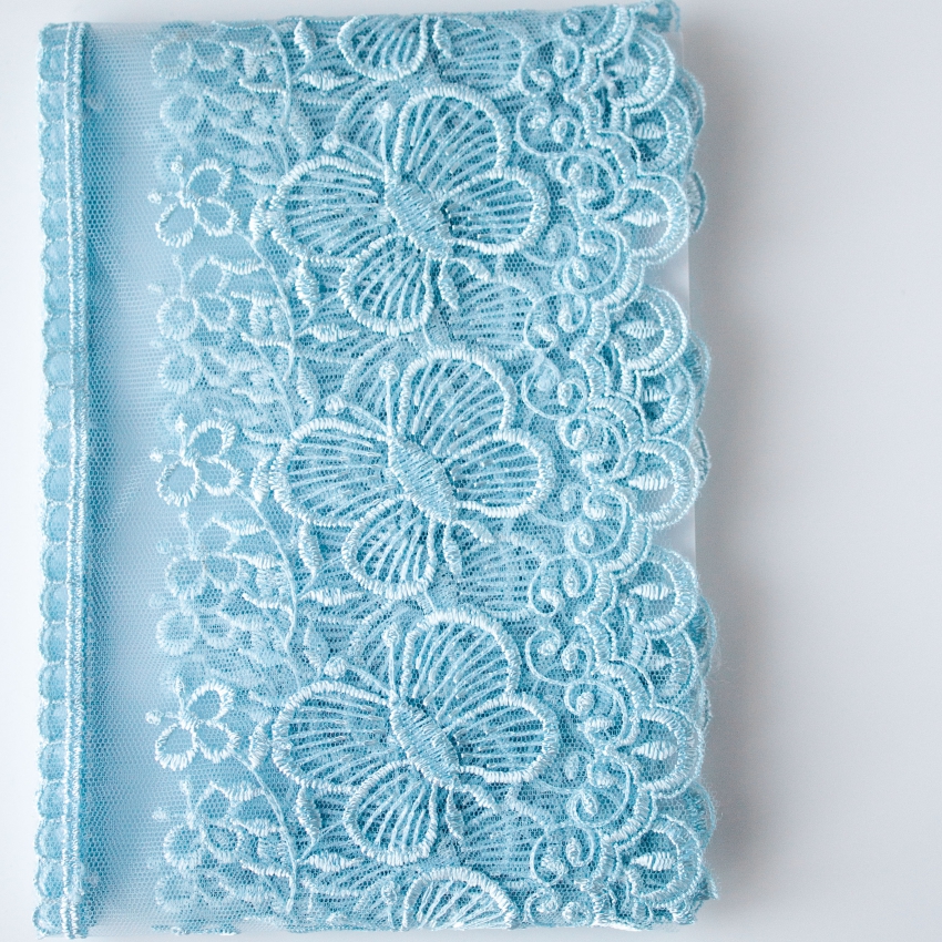 Кружево на жесткой сетке, B1515 голубой 12*270 см