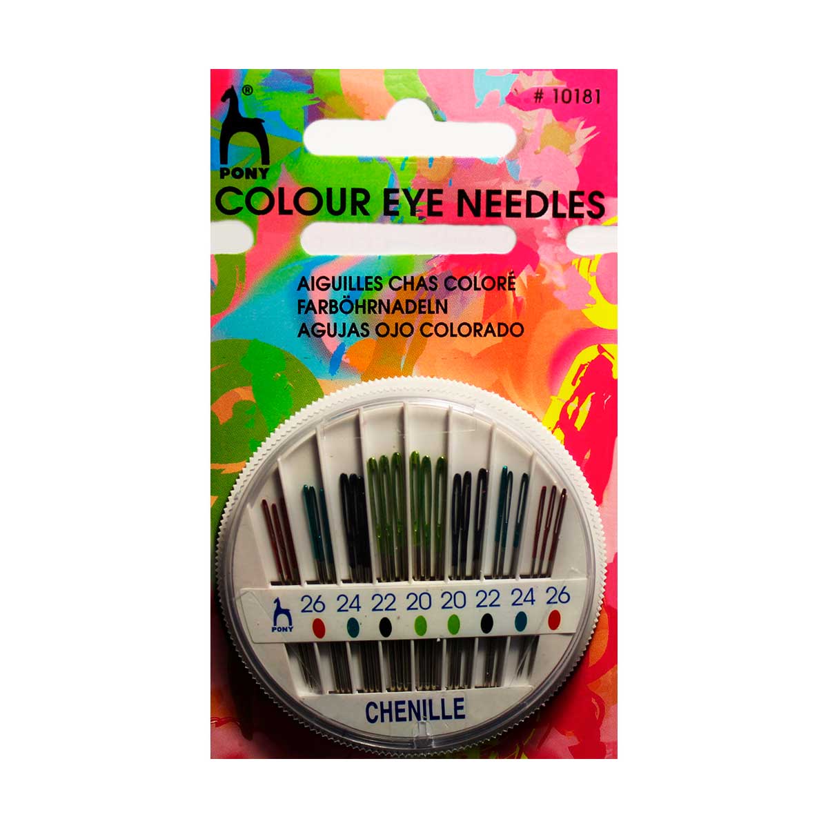 Иглы для синели, глади № 20-26, 24 шт., в розетке PONY 10181