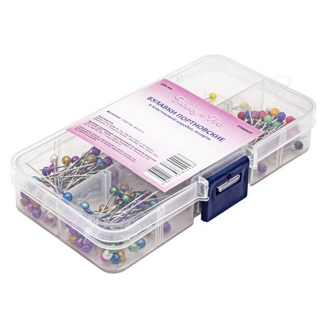 Булавки портновскиеHobby&Pro 100404 в пластиковой коробке, ассорти, 236шт