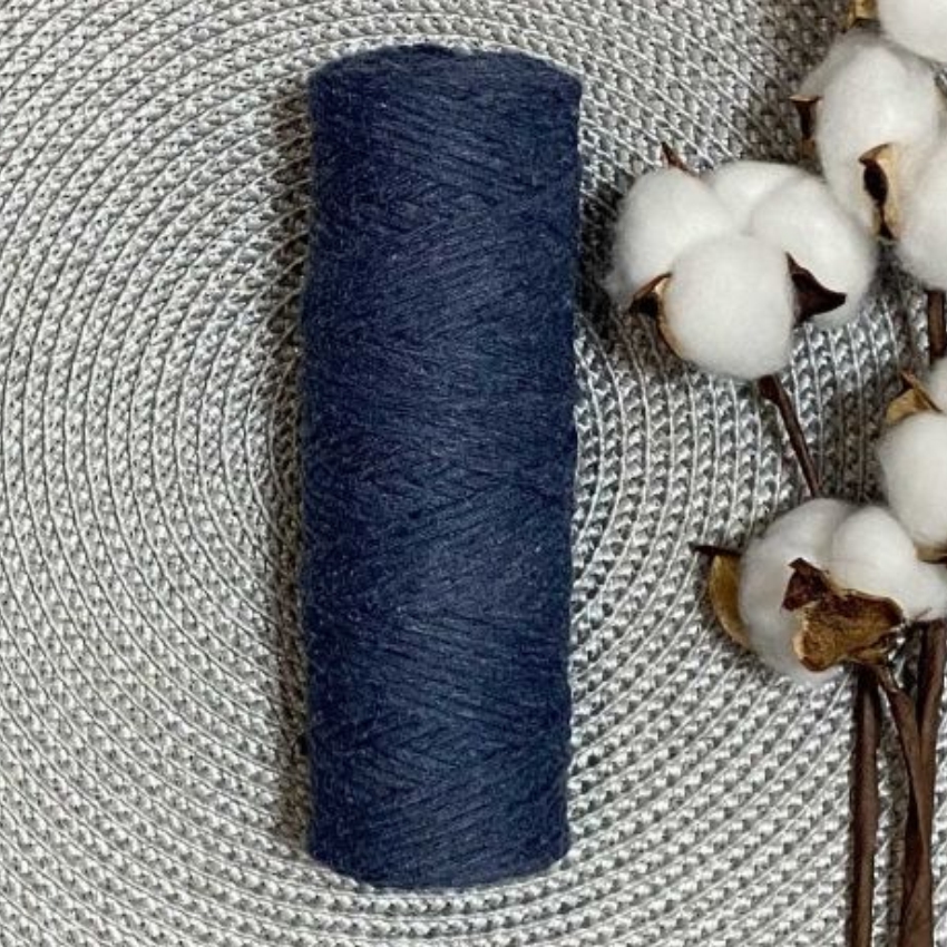 Шпагат хлопковый крученый 2мм (темный джинс) 100м