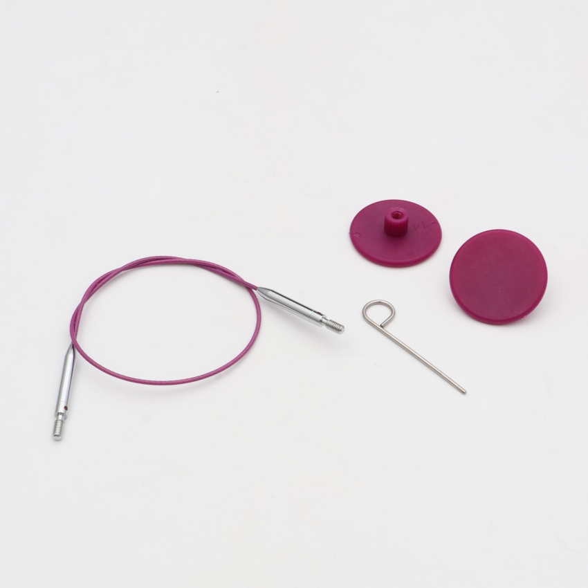 Набор Thin & Flex: фиолет. вращ. (360°) тросик 20 см (40 см), 2 загл. и каб. ключик KnitPro,10691