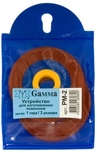 Устройство для изготовления помпонов "Gamma" PM-2 пластик, 1 пара колец d=20; 35; 55 мм