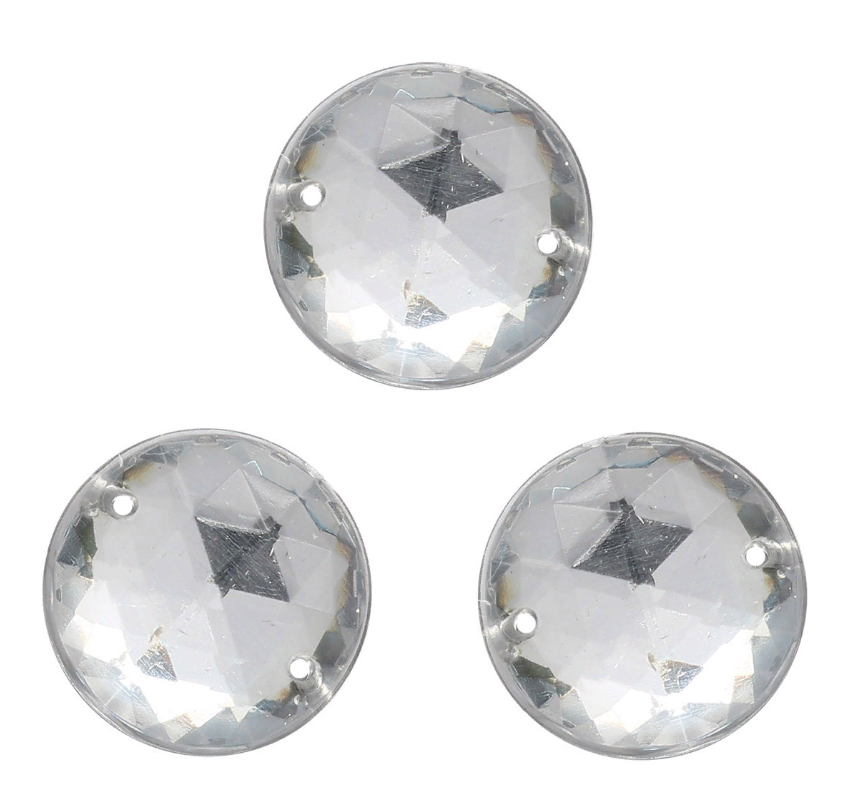 Стразы пришивные, акриловые, 15 мм, 8 шт/упак (круглые) Астра N38 прозрачные