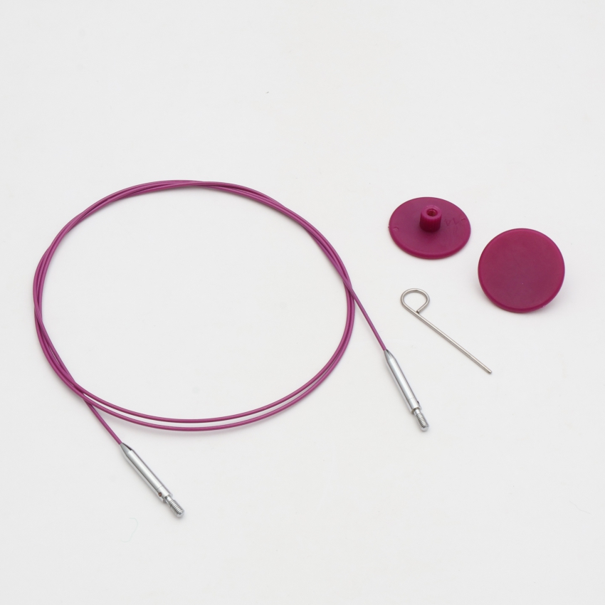 Набор Thin & Flex: фиолет. вращ. (360°) тросик 76 см (100 см), 2 загл. и каб. ключик KnitPro,10695