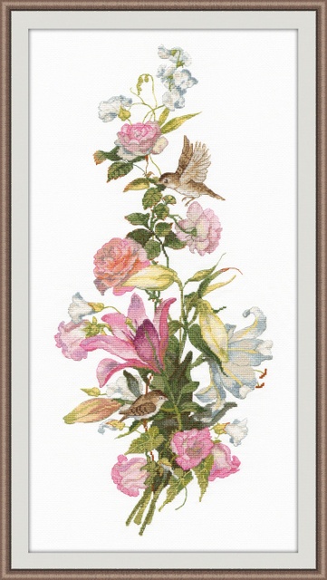 Набор для вышивания «Овен» 999 Цветочная композиция. Лилии,19*44 см