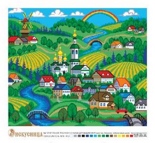 Рисунок на канве с мулине «Искусница» 8107 Домики 45х50 см