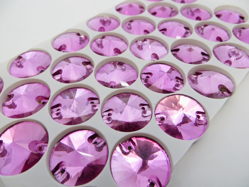Стразы пришивные 3200 пришивной «риволи», 16 мм, Кристалл , розовый блистер 30 шт/уп