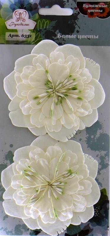 Бумажные цветы "Рукоделие" 6331, Белые цветы