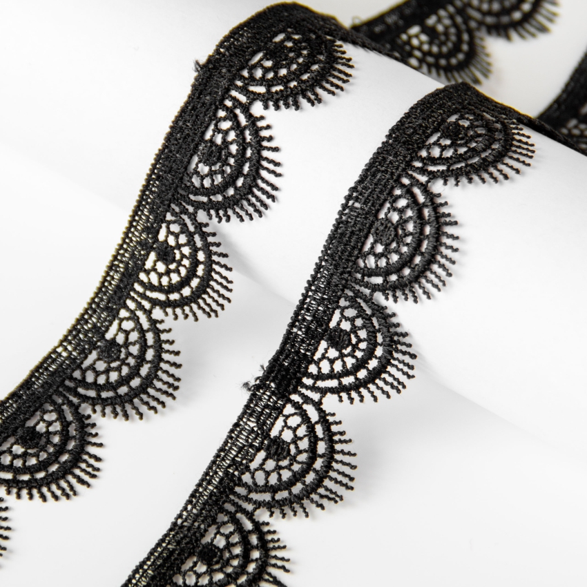 Кружево капрон арт.TBY.67405  шир.25 мм  цв.черный, уп.6,86 м.