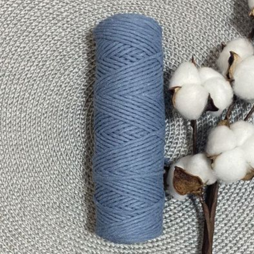 Шпагат хлопковый крученый 2мм (джинс) 100м