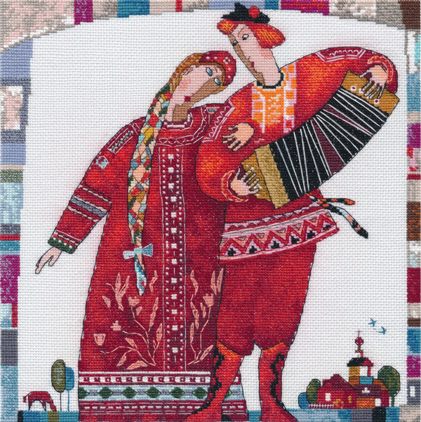 Набор для вышивания «Овен»  1749 " Играй, гармонь " 25 х 25 см.