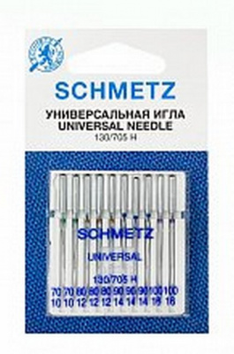 Иглы стандартные 130/705 H № 70(2 ),80(3),90(3),100(2) 10 шт. Schmetz 0701166