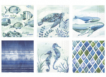 Салфетки бумажные "Love2art"ассорти  SDS №47 33х33 6 шт. "Морская пучина"