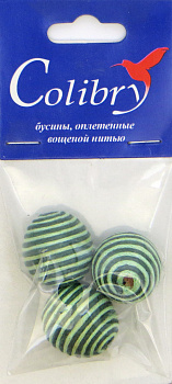 Бусины оплетеные вощеной нитью (зелёно-мятные)