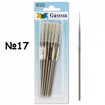 Крючки для вязания "Gamma" MCH-1, h=12 см, 0.7мм №17 12 шт/упак