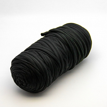 Трикотажная пряжа "diva" Spaghetti 500гр. (черный "масло" )