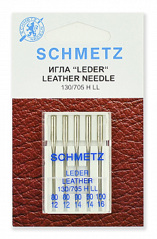 Иглы для кожи 130/705H LL № 80(2),90(2),100, 5 шт. Schmetz 0701199