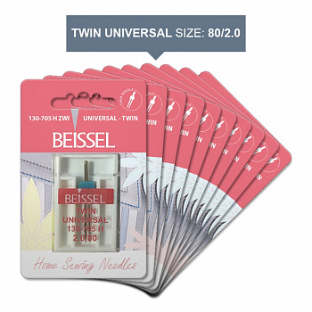 Игла д/быт.швейных машин Универс. двойная(Twin Universal),1шт, 2.0/80 130-705 H ZWI/блистер, BEISSEL