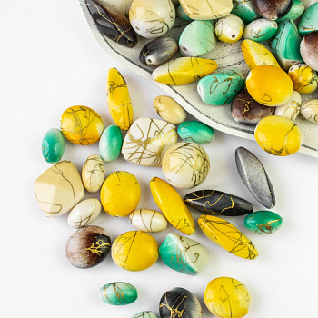 Бусы пластик с голографическим эффектом 250 г/упак ±10%, ассорти 008