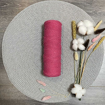 Шнур хлопковый 3 мм без сердечника (розовый) 50м 