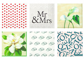 Салфетки бумажные "Love2art"ассорти  SDS №23 33х33 6 шт. "Свадебный сезон"