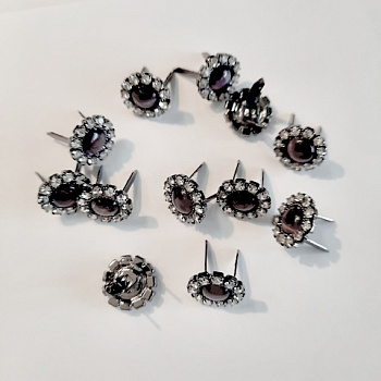 Украшение Микрон Ромашка GB1250  d 12 мм 6шт черн.никель