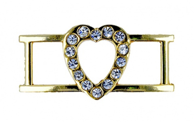 Украшение Микрон Пряжка GB1135 "Сердце"  2 шт 40х20мм  золото