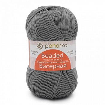 Бисерная, пряжа для ручного вязания  (048, серый)