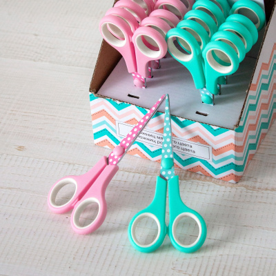 Набор ножниц бытовых из 12 шт. "Crafty tailor" NR(N)-05, 114мм, толщина лезвия 1,5мм, мятный/розовый