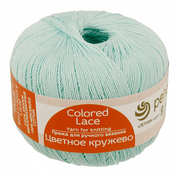 Цветное кружево, пряжа для ручного вязания,50 г/475 м (411, мята )