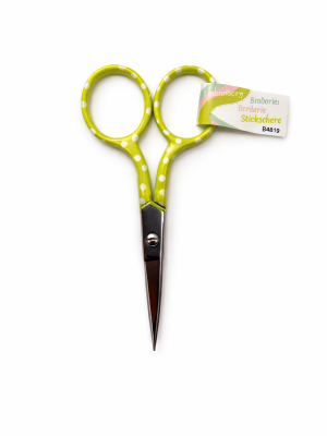 Ножницы для вышивания "Горошки" "Hemline" B4819, зеленые/лайм, 9,3 см