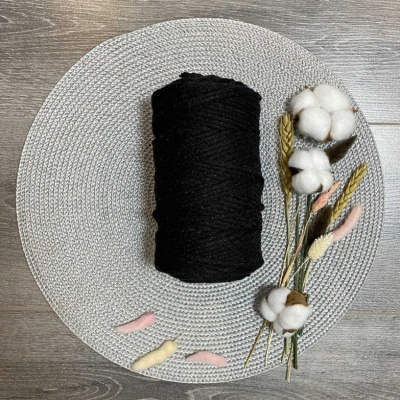 Шнур хлопковый 5 мм (черный) 50м