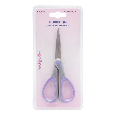Ножницы "Hobby&Pro" 590451 для дома и офиса 13.5 см/5,25",силиконове ручки SOFT.светло-фиолетовый 