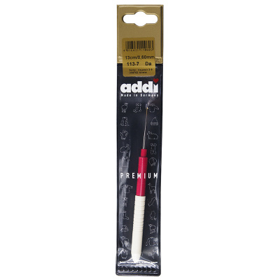Крючок, вязальный экстратонкий с ручкой ADDI 113-7, 13 см, №0.6