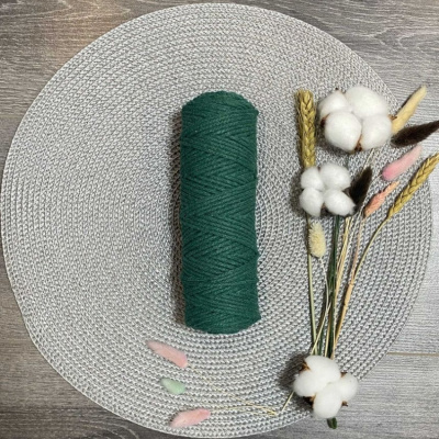 Шнур хлопковый 4 мм без сердечника (тёмно-зеленый) 50м 2121