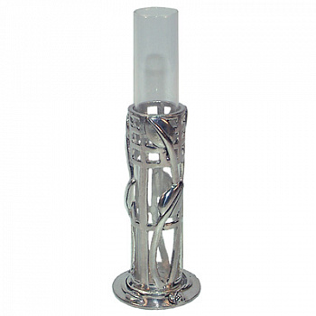 Ваза оловянная со стеклянной вставкой, 8см