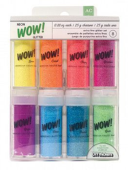 Набор глиттера неонового American Crafts "WOW!" (8шт. х 25г)