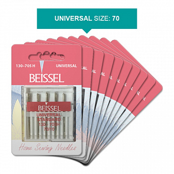 Иглы д/бытовых швейных машин Универсальные (Universal),10 шт, № 70, 130-705 H/блистер, BEISSEL