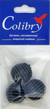 Бусины оплетеные вощеной нитью (чёрно-голубые)