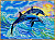 Рисунок-схема на ткани «Каролинка» КБЖ 3001 Дельфины